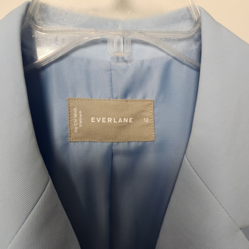 Everlane The Drapey Blazer Pastel Blue Double Breasted Size 12 Lined Boyfriend - Picture 5 of 14